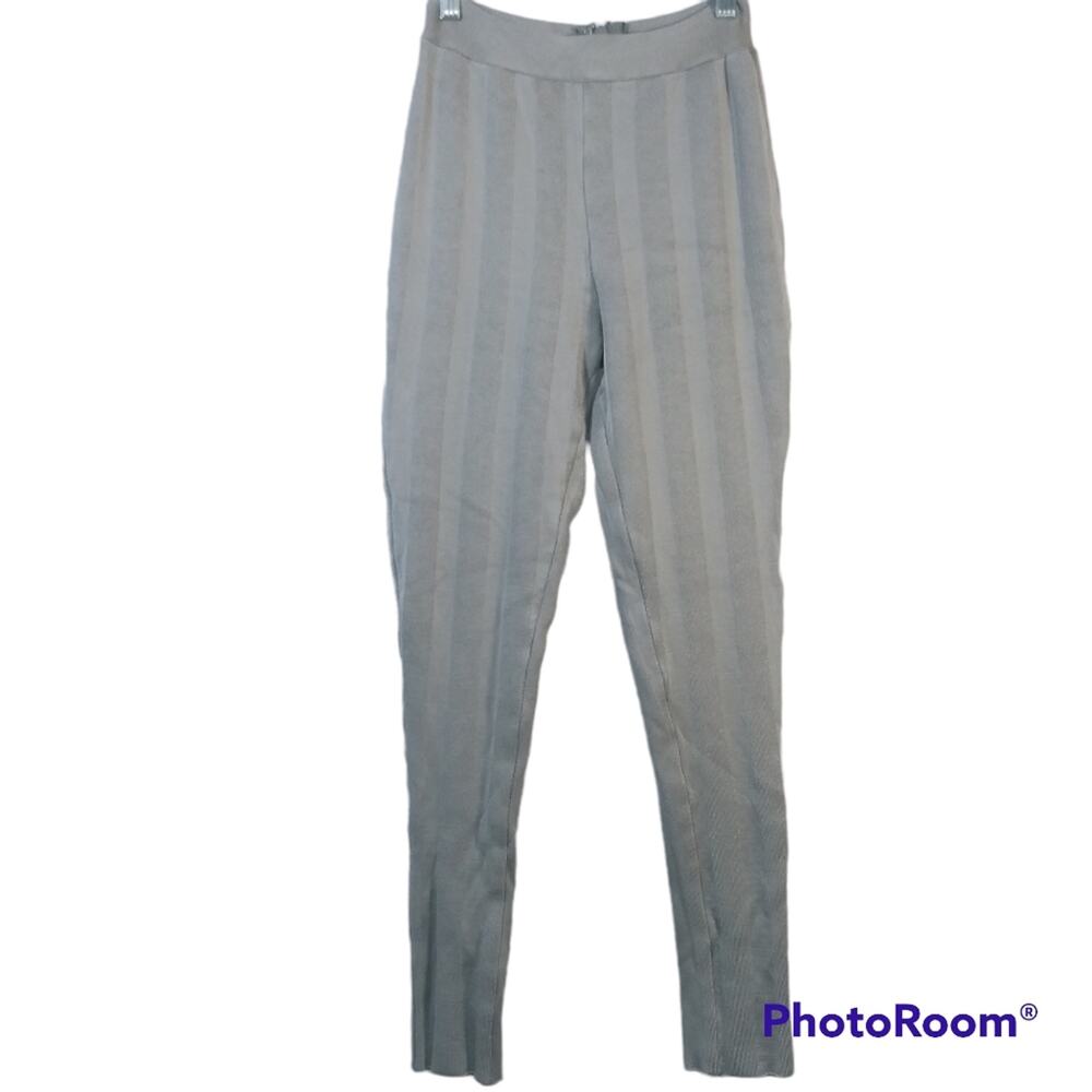 Miss Circle Silver Knit Ribbed Skinny Pants Size Small